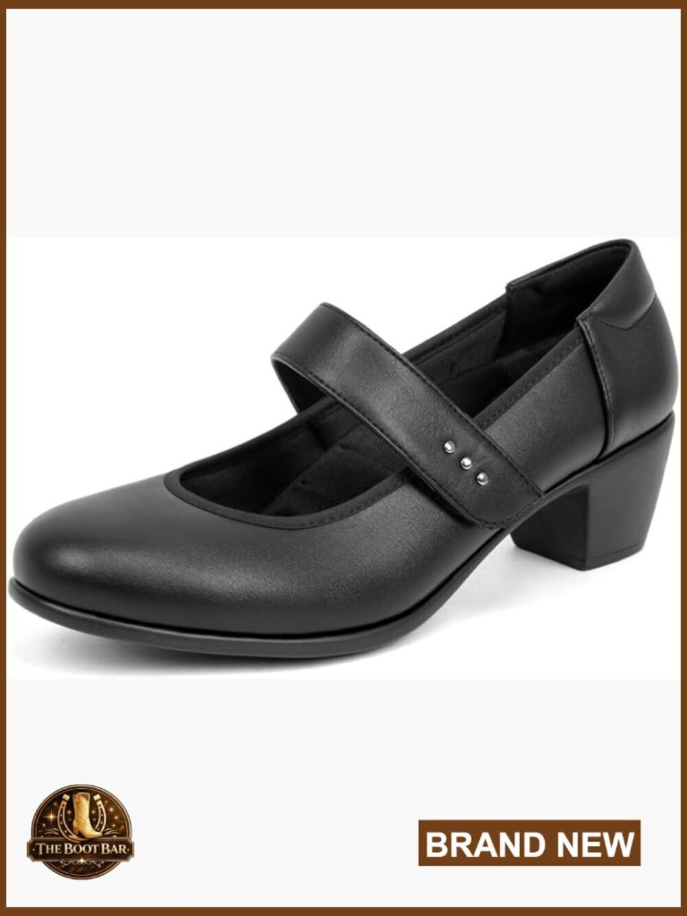 Mary Jane Pumps Chunky Heel Round Toe Dress Work Comfort Shoes Hook Loop